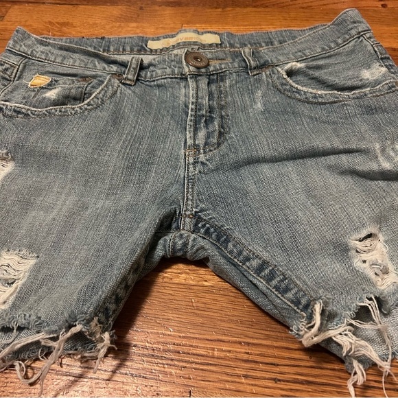 Z Cavaricci Cut Off Grey Denim Jean Shorts Thrashed Holes Ripped 32 in waist - Picture 5 of 10